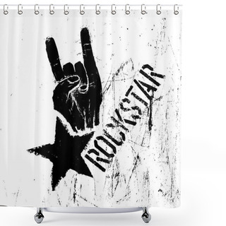 Personality  Rockstar Symbol With Horns Gesture Shower Curtains