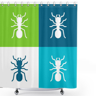 Personality  Ant Flat Four Color Minimal Icon Set Shower Curtains