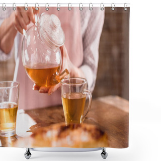 Personality  Woman Pouring Hot Tea Shower Curtains