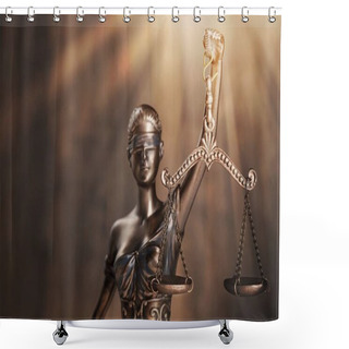 Personality  Themi Symbol Of Justice, Blurred Background Shower Curtains