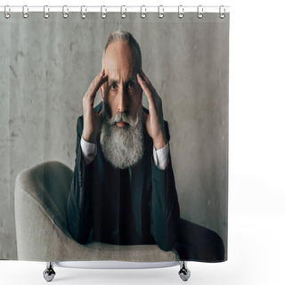 Personality  Serious Mature Businessman Shower Curtains