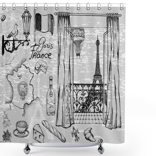 Personality  Parisian ViewsView Of Paris From The Window Attractions And Details Of The Exquisite Charm Of Paris Shower Curtains