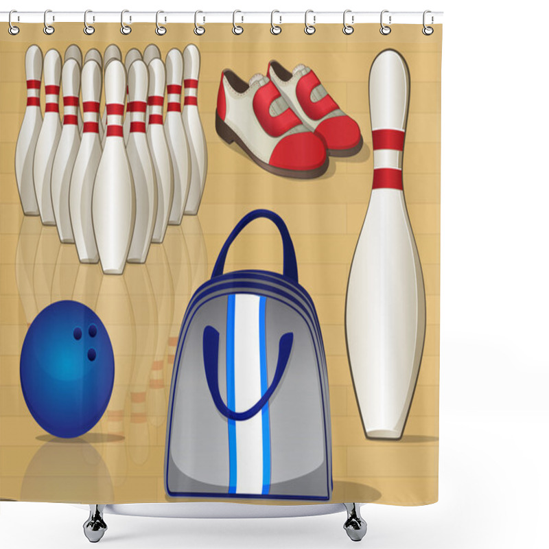 Personality  Bowling Equipment Icons shower curtains