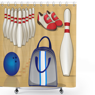 Personality  Bowling Equipment Icons Shower Curtains