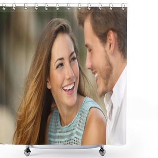 Personality  Funny Couple Laughing With A White Perfect Smile Shower Curtains