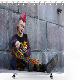 Personality  Punk On The Street Reading Sms Shower Curtains