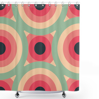 Personality  Circles Seamless Pattern Abstract Background With Concentric Circles Of Pink, Red, Green And Black Colors. Shower Curtains