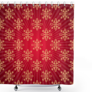 Personality  Red Background With Sunburst Shower Curtains