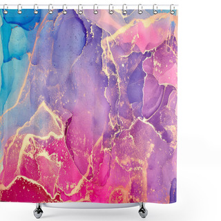 Personality  Alcohol Ink Colors Translucent. Abstract Multicolored Marble Texture Background. Design Wrapping Paper, Wallpaper. Mixing Acrylic Paints. Modern Fluid Art. Alcohol Ink Pattern Shower Curtains