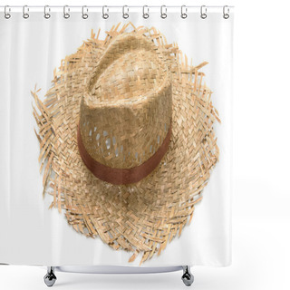Personality  Straw Hat Isolated On A White Background Shower Curtains