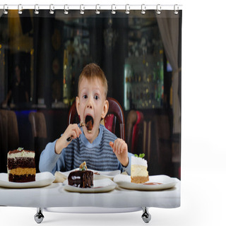 Personality  Little Boy Cannot Believe His Luck Shower Curtains