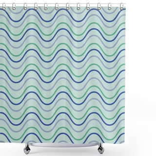 Personality  Seamless Wave Pattern. Abstract Blue Background.  Shower Curtains