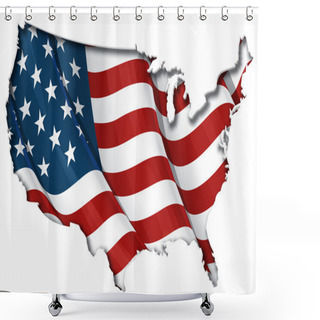 Personality  US Flag-Map Inner Shadow Shower Curtains