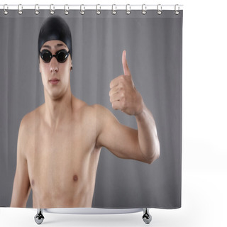 Personality  Swimmer Doing The Okay Sign Shower Curtains
