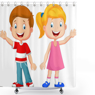 Personality  Cute Children Waving Hand Shower Curtains