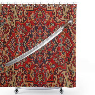 Personality  Circassian Cavalry Sword  In A Sheath On The Carpet Shower Curtains