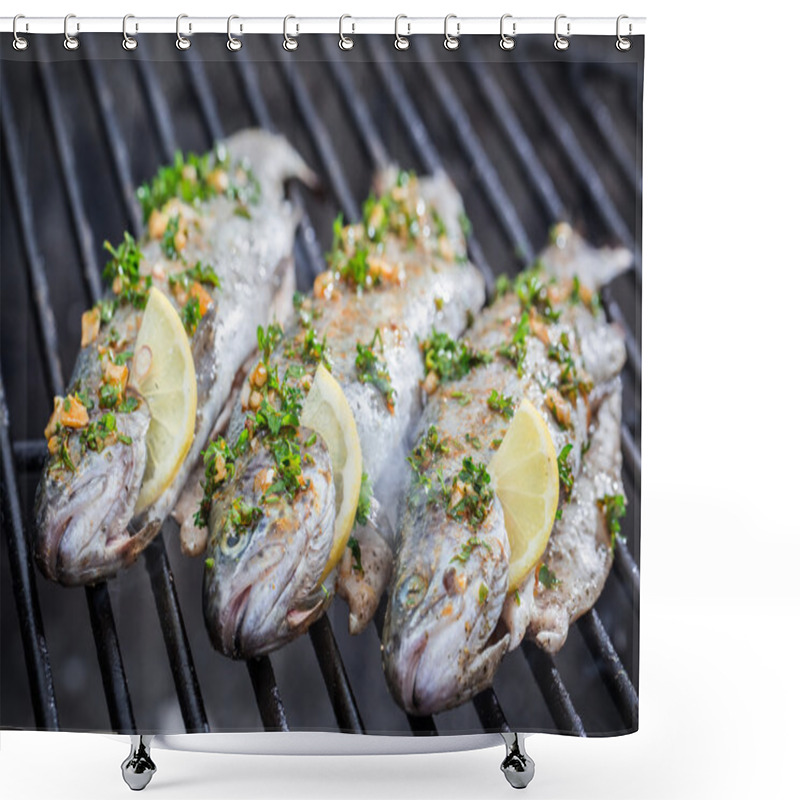 Personality  Grilled Fish With Lemon And Spices Shower Curtains