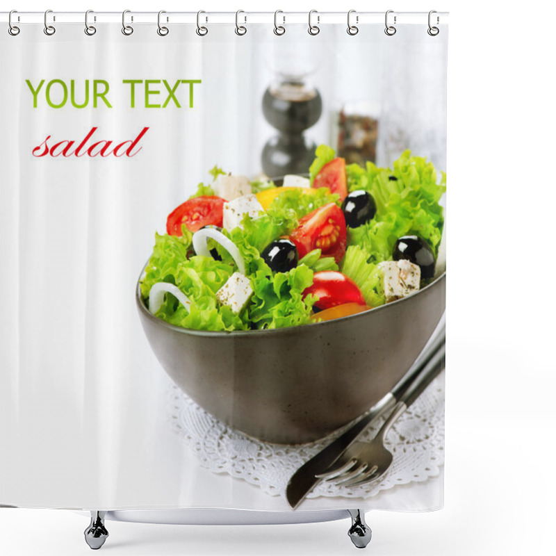 Personality  Mediterranean Salad. Greek Salad Isolated On A White Background Shower Curtains