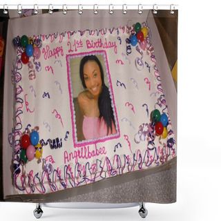 Personality  Angell Conwell's Birthday Cake Shower Curtains