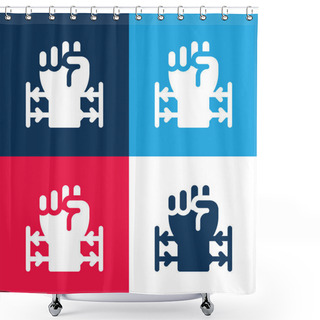 Personality  Barbed Wire Blue And Red Four Color Minimal Icon Set Shower Curtains