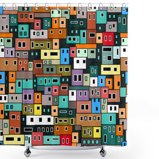 Personality  Colorful Geometric Pattern With Urban Motifs. Shower Curtains