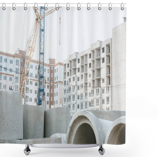 Personality  Concrete Materials And Construction Site At Background Shower Curtains