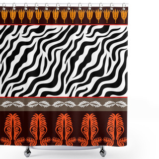 Personality  Seamless Vector Pattern With Animal Prints And Ancient Geometrical Ornaments. Shower Curtains