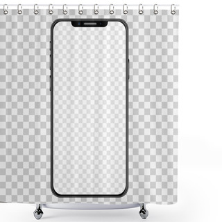 Personality  Simple Smartphone Mockup With Blank Checkered Transparent Screen Shower Curtains