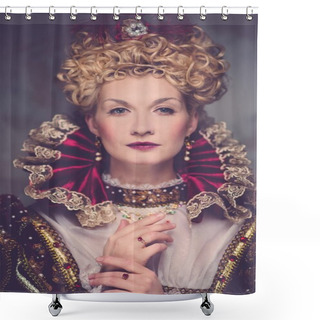 Personality  Portrait Of Beautiful Haughty Queen Shower Curtains