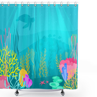 Personality  Underwater Background With Sea Flora Shower Curtains