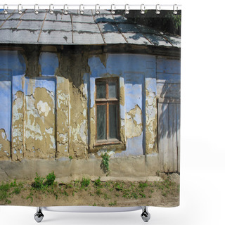 Personality  Vintage Window,old Brown And Blue Wall Shower Curtains