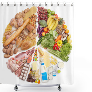 Personality  Food Pyramid Pie Chart Shower Curtains