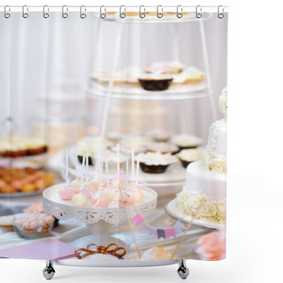 Personality  Beautiful Desserts, Sweets And Candy Table  Shower Curtains