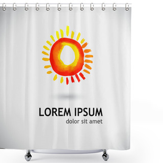 Personality  Watercolor Sun Logo Shower Curtains