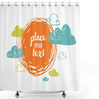 Personality  Vector Hand Drawing Sun With Clouds Background Shower Curtains