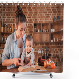 Personality  Mother With Son In The Kitchen Shower Curtains