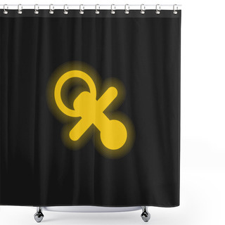 Personality  Baby Pacifier Yellow Glowing Neon Icon Shower Curtains