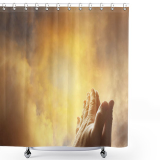 Personality  Praying Hands In Sky Shower Curtains