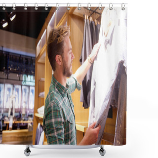 Personality  Handsome Man Shopping For Clothes At Store Shower Curtains