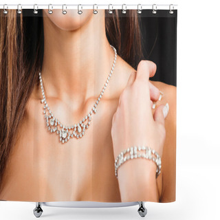Personality  Necklace On Woman's Neck Shower Curtains