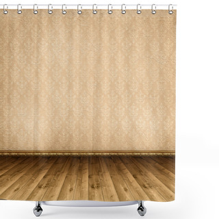 Personality  Interior Background - Wooden Floor And Vintage Wallpaper Shower Curtains