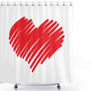 Personality  Hand Drawn Red Heart Of Doodle Circle Shower Curtains