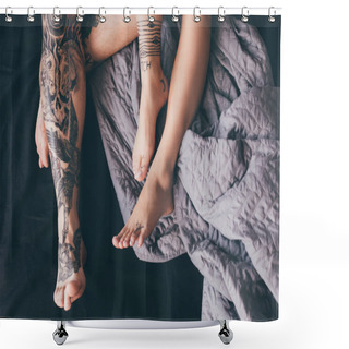 Personality  Tattooed Couple In Bed Shower Curtains