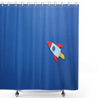 Personality  Creative Rocket On Blue Paper Background Shower Curtains