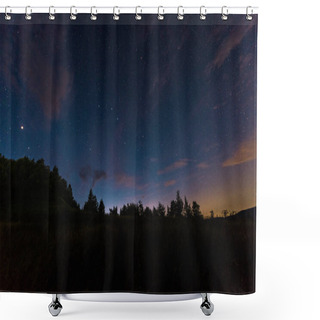 Personality  Blue Sky With Shining Stars And Clouds At Night  Shower Curtains
