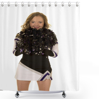 Personality  Teen Cheerleader With Pom Poms Shower Curtains