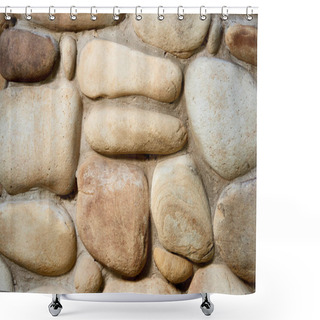 Personality  Close-up View Of Rough Weathered Stone Wall Texture, Full Frame Background      Shower Curtains