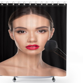 Personality  Woman Applying Makeup Shower Curtains