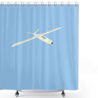 Personality  Illustration Of Unmanned Aerial Vehicle With Camera Flying Isolated On Blue  Shower Curtains