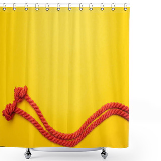 Personality  Red Jute Waved Ropes With Knots Isolated On Orange  Shower Curtains